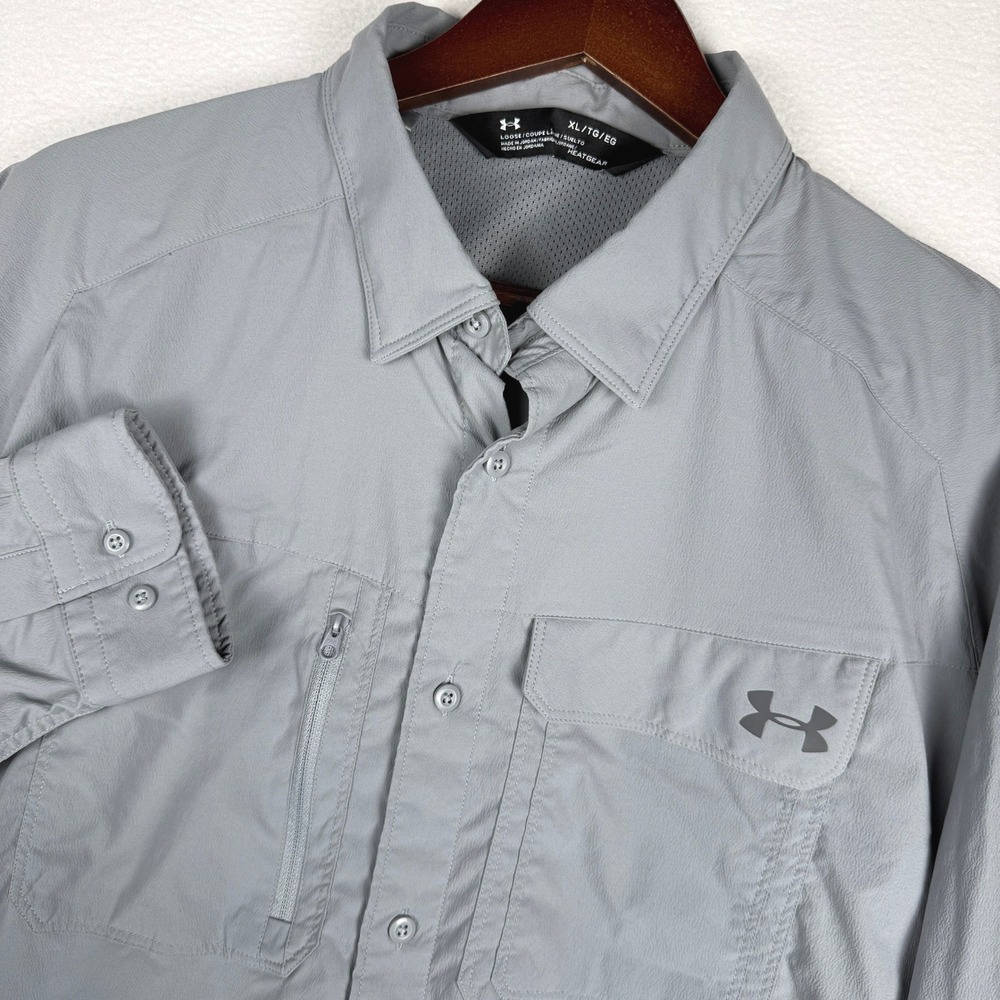 Under Armour Fish Hunter Shirt Mens XL HeatGear Vented Roll Tab Sleeve 1300036